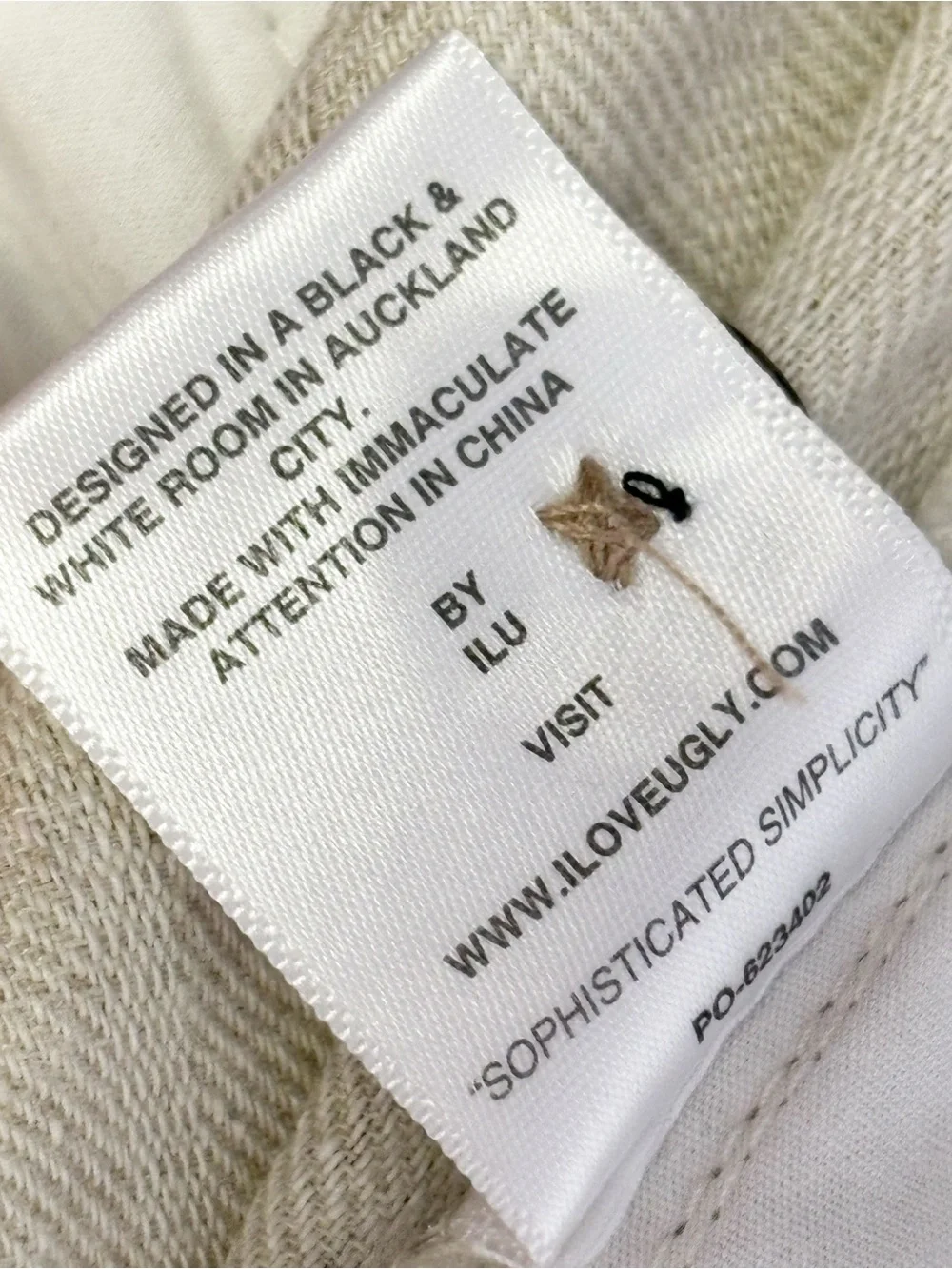 NWT I Love Ugly Men's Bone Herringbone Linen Slim Fit Crop Kobe Pants